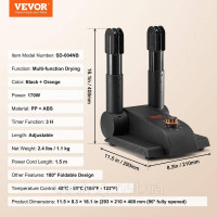 Vevor 315434 180° Foldable 2-Tube Shoe Dryer Boot Dryer Black & Помаранчевий