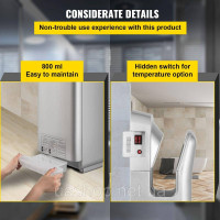 Vevor 315436 Сушарка для рук 2 кВт Комерційна електрична сушарка для рук HEPA-фільтр Настінна сушарка для рук Швидкість повітря