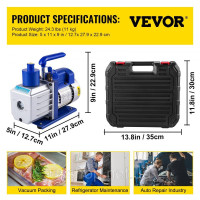 Vevor 316660 Багатофункціональний насос 4.8CFM Вакуумний насос Вакуумний насос 1/3HP З циферблатом Поворотна лопатка Системи Vevor 316660 Багатофункціональний насос 4.8CFM Вакуумний насос Вакуумний насос 1/3HP З циферблатом Поворотна лопатка Системи