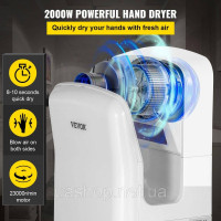 Vevor 315438 Сушарка для рук 2000 Вт Комерційна електрична сушарка для рук HEPA-фільтр Настінна сушарка для рук Вугільна щітка Vevor 315438 Сушарка для рук 2000 Вт Комерційна електрична сушарка для рук HEPA-фільтр Настінна сушарка для рук Вугільна щітка