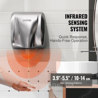 Vevor 315437 Сушарка для рук 1300 Вт Електрична сушарка для рук Час висихання 7-10 секунд Комерційна настінна сушарка для рук
