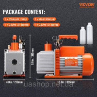 Vevor 316669 Двоступеневий роторно-пластинчастий вакуумний насос, 1/2 к.с., 5 куб. футів/хв, призначений для обслуговування систем Vevor 316669 Двоступеневий роторно-пластинчастий вакуумний насос, 1/2 к.с., 5 куб. футів/хв, призначений для обслуговування систем