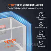 Vevor 316645 Вакуумна камера 7,57 л, модернізована багатоцільова акрилова вакуумна дегазаційна камера, прозора вакуумна камера, Vevor 316645 Вакуумна камера 7,57 л, модернізована багатоцільова акрилова вакуумна дегазаційна камера, прозора вакуумна камера,
