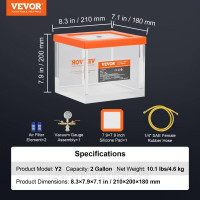 Vevor 316645 Вакуумна камера 7,57 л, модернізована багатоцільова акрилова вакуумна дегазаційна камера, прозора вакуумна камера, Vevor 316645 Вакуумна камера 7,57 л, модернізована багатоцільова акрилова вакуумна дегазаційна камера, прозора вакуумна камера,