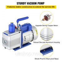 Vevor 316647 220V двоступеневий вакуумний насос 10 Cfm 1 Hp 5 Pa Багатофункціональний насос Вакуумний насос Вакуумне обладнання Vevor 316647 220V двоступеневий вакуумний насос 10 Cfm 1 Hp 5 Pa Багатофункціональний насос Вакуумний насос Вакуумне обладнання