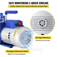 Vevor 316647 220V двоступеневий вакуумний насос 10 Cfm 1 Hp 5 Pa Багатофункціональний насос Вакуумний насос Вакуумне обладнання Vevor 316647 220V двоступеневий вакуумний насос 10 Cfm 1 Hp 5 Pa Багатофункціональний насос Вакуумний насос Вакуумне обладнання