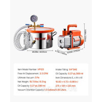 Vevor 316652 Вакуумний насос 3,5 CFM з вакуумною камерою 5,68 л Комплект вакуумного насоса