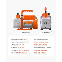 Vevor 316656 3,5 CFM HVAC Одноступінчастий вакуумний насос і набір манометрів, комплект вакуумних насосів, сумісний з