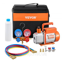 Vevor 316656 3,5 CFM HVAC Одноступінчастий вакуумний насос і набір манометрів, комплект вакуумних насосів, сумісний з