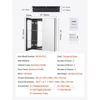 Vevor 315477 Тумба дзеркало шафа регульована 662x135x762 мм Vevor 315477 Тумба дзеркало шафа регульована 662x135x762 мм