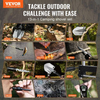 Vevor 316919 Survival Shovel 13 в 1 Лопата для кемпінгу, складна портативна багатофункціональна Vevor 316919 Survival Shovel 13 в 1 Лопата для кемпінгу, складна портативна багатофункціональна