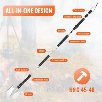 Vevor 316919 Survival Shovel 13 в 1 Лопата для кемпінгу, складна портативна багатофункціональна Vevor 316919 Survival Shovel 13 в 1 Лопата для кемпінгу, складна портативна багатофункціональна
