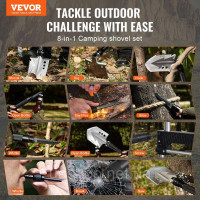 Vevor 316921 Survival Shovel 8 in 1 Лопата для кемпінгу Складана портативна багатофункціональна лопата Vevor 316921 Survival Shovel 8 in 1 Лопата для кемпінгу Складана портативна багатофункціональна лопата