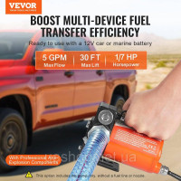 Vevor 316682 Дизельний насос Масляний насос 12V 5GPM 1/10HP з автоматичним пістолетом
