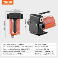 Vevor 316684 Дизельний насос Масляний насос 12V 5GPM 1/7HP з автоматом 9.14m