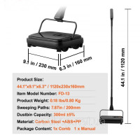 Vevor 984691 Carpet Sweeper, ручна підлогомиюча машина, 200 мм для чищення килимів і твердих підлог, видалення