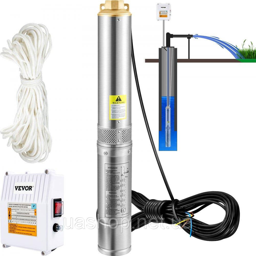 Vevor 316721 Вевар 101,6 мм насос глибиною свердловини 370 Вт Brunnen Pump 110 л/хв дайвінгу насоса максимальна висота конвеєра 44