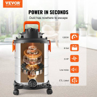 Vevor 315587 Пилосос для вологого/сухого прибирання, 30 л, 6 к.с., пилосос з нержавіючої сталі з ефективним всмоктуванням та