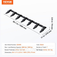 Vevor 315591 Стійка ковша, 60-дюймовий, важкий тракторний ківш, 7-зубчаста рейка для навантажувача, трактора, фронтального Vevor 315591 Стійка ковша, 60-дюймовий, важкий тракторний ківш, 7-зубчаста рейка для навантажувача, трактора, фронтального