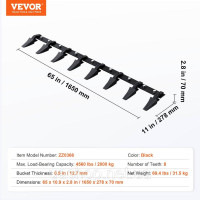 Vevor 315594 Стійка ковша, 165 см, важкий тракторний ківш, 8-зубчаста рейка для навантажувача, трактора, фронтального Vevor 315594 Стійка ковша, 165 см, важкий тракторний ківш, 8-зубчаста рейка для навантажувача, трактора, фронтального