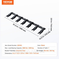 Vevor 315593 Стійка ковша, 1,3-метрова стійка для субкомпактних тракторних навантажувачів, вантажопідйомність 2000 кг, підходить