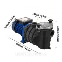 Vevor 316731 Насос для басейну 1 HP 750 Вт Макс. потік 15000 л/год. Швидкість фільтруючого насоса 3450 об./хв. Максимальна