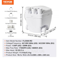 Vevor 316744 Універсальний насос для раковини, система зливного насоса для раковини, 200 Вт, максимальна продуктивність 5678