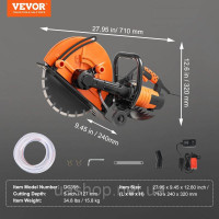 Vevor 315613 Пила для бетону 2800W фреза для тротуару фреза для бетону 356 мм Vevor 315613 Пила для бетону 2800W фреза для тротуару фреза для бетону 356 мм