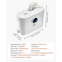 Vevor 316752 Каналізаційна насосна станція 900W, насос для брудної води 180 л/хв, 12 м Vevor 316752 Каналізаційна насосна станція 900W, насос для брудної води 180 л/хв, 12 м