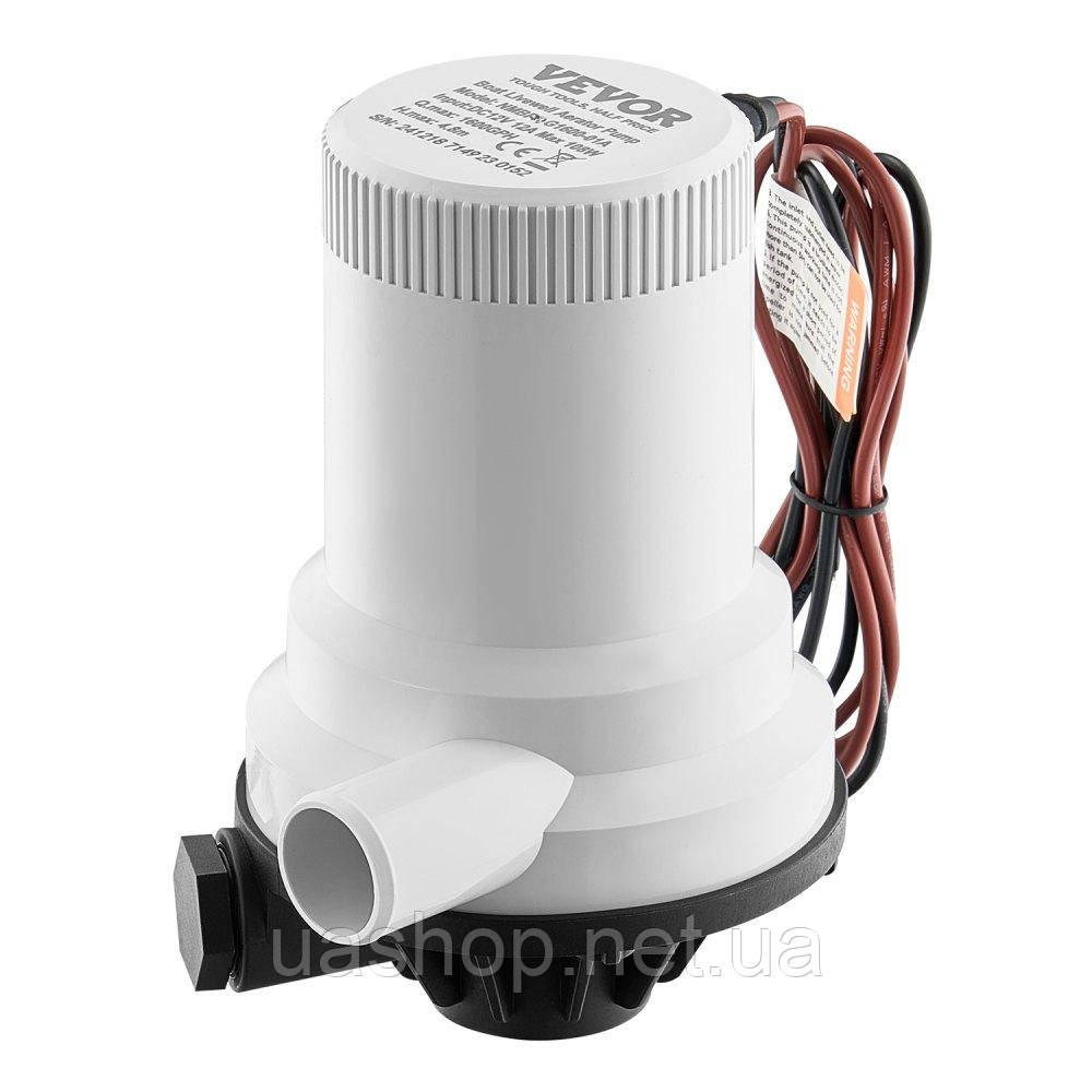 Vevor 316765 Livewell Pump 1600GPH 2 входи Насос для аерації прісної води з морською водою