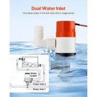 Vevor 316767 Livewell Pump 500GPH 2 входи Насос для аерації прісної води з морською водою