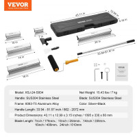 Vevor 316808 Набір лез для шпателя для гіпсокартону, леза шпателя 178/254/356/406/610 мм + подовжувач ручки 862-2072 мм, ніж з