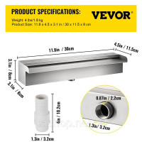 Vevor 317043 бризки душ басейн фонтан водоспад 11.8x4.5x3.1 фонтан для басейну 1.3 фонтан для води 0.87 прикраса садовий ставок Vevor 317043 бризки душ басейн фонтан водоспад 11.8x4.5x3.1 фонтан для басейну 1.3 фонтан для води 0.87 прикраса садовий ставок