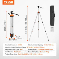Vevor 316816 Штатив універсальний будівельний штатив для лазерів і нівелірів алюміній 695-1750мм