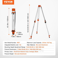 Vevor 316817 Професійний штатив Construction Tripod for Laser & Рівнірівники алюмінієві 420-1665мм Vevor 316817 Професійний штатив Construction Tripod for Laser & Рівнірівники алюмінієві 420-1665мм