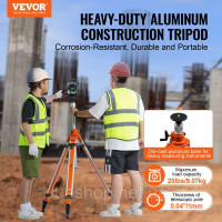 Vevor 316819 Професійний штатив Construction Tripod for Laser & Рівнірівники алюмінієві 1145-2905мм Vevor 316819 Професійний штатив Construction Tripod for Laser & Рівнірівники алюмінієві 1145-2905мм