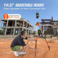 Vevor 316819 Професійний штатив Construction Tripod for Laser & Рівнірівники алюмінієві 1145-2905мм Vevor 316819 Професійний штатив Construction Tripod for Laser & Рівнірівники алюмінієві 1145-2905мм