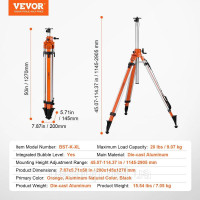 Vevor 316819 Професійний штатив Construction Tripod for Laser & Рівнірівники алюмінієві 1145-2905мм Vevor 316819 Професійний штатив Construction Tripod for Laser & Рівнірівники алюмінієві 1145-2905мм