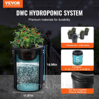 Vevor 317053 Гідропонна система вирощування Система RDWC PP 20L 4xвідро 1xрезервуар