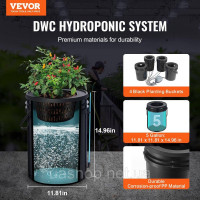 Vevor 317057 Гідропонна система вирощування DWC система вирощування глибоководна культура 20л 4x відро Vevor 317057 Гідропонна система вирощування DWC система вирощування глибоководна культура 20л 4x відро