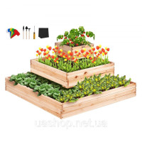 Vevor 317074 Піднята грядка 113 x 113 x 51 см Ящик для кашпо Ялинова деревина Овочева грядка Квітковий ящик Грядка з травами