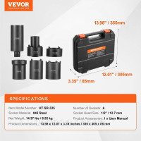 Vevor 316840 Гайка шпинделя Гайка осі Набір ударних головок 12,7мм привід 6 шт.