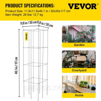 Vevor 317089 Клітки для томатів Опорні клітки для рослин 10 упаковок квадратна сталь 1,1 м Vevor 317089 Клітки для томатів Опорні клітки для рослин 10 упаковок квадратна сталь 1,1 м