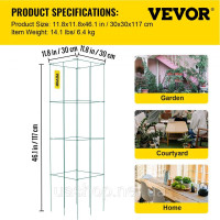 Vevor 317090 Клітки для томатів Клітка для підтримки рослин 5 штук квадратна сталева 1,1 м Зелена