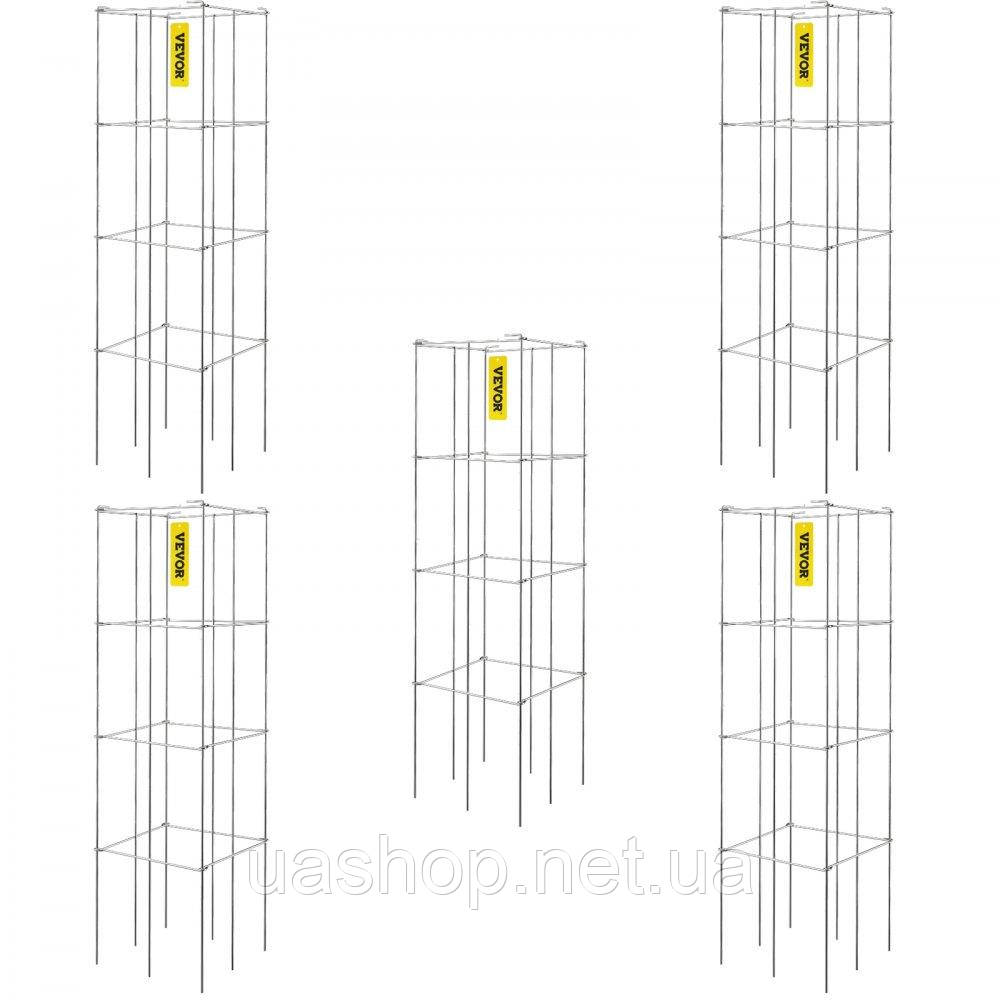 Vevor 317092 Клітки для томатів клітка для підтримки рослин 5 штук квадратна сталева 3,8 футів срібляста