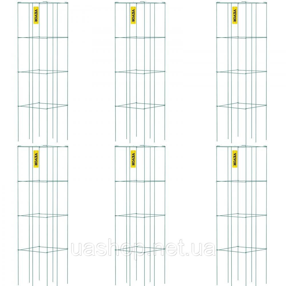 Vevor 317095 Клітки для томатів, клітки для підтримки рослин, 6 штук, квадратні сталеві, 3,3 фути, зелені для саду