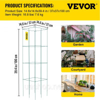 Vevor 317095 Клітки для томатів, клітки для підтримки рослин, 6 штук, квадратні сталеві, 3,3 фути, зелені для саду Vevor 317095 Клітки для томатів, клітки для підтримки рослин, 6 штук, квадратні сталеві, 3,3 фути, зелені для саду