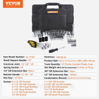 Vevor 316848 Набір механічних інструментів 121 шт. 1/4 Vevor 316848 Набір механічних інструментів 121 шт. 1/4