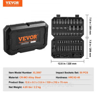 Vevor 316870 Набір торцевих ключів 55 предметів Гайковіднімач Корпус приводу 6,35 мм