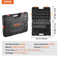Vevor 316873 Набір торцевих головок 130 предметів 3/8 1/2 дюйма SAE Metric Drive Remover Vevor 316873 Набір торцевих головок 130 предметів 3/8 1/2 дюйма SAE Metric Drive Remover